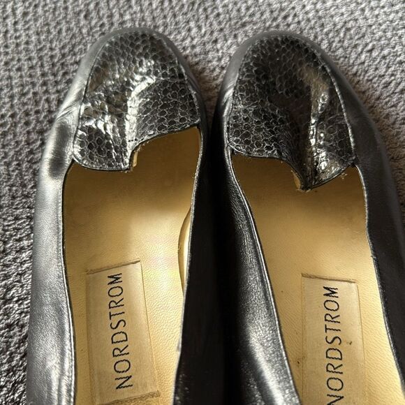 Nordstrom Black Textured Leather Loafers Slip On Flat Shoes Size‎ 8.5 - Picture 6 of 10